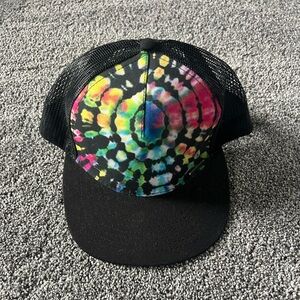 Empyre Black Trucker Hat with Multicolor Tie-Dye Front